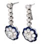 Vintage Platinum  Flower Old Mine Cut Diamonds Sapphires Dangle Drop Earrings | Dover Jewelry|