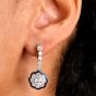 Vintage Platinum  Flower Old Mine Cut Diamonds Sapphires Dangle Drop Earrings | Dover Jewelry|