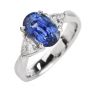 GIA Oval Sapphire Diamond Platinum Three Stone Ring