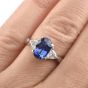 GIA Oval Sapphire Diamond Platinum Three Stone Ring