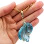 Estate 125.60cts Carved Aquamarine Diamond  Gold Pendant Necklace|Dover Jewelry|