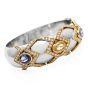 Natural No-Heat GIA 13.90cts Sapphire Diamond Platinum Gold Bangle Bracelet