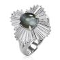 GIA Natural Cat's Eye Chrysoberyl Diamond Platinum Ballerina Ring