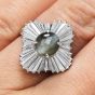 GIA Natural Cat's Eye Chrysoberyl Diamond Platinum Ballerina Ring