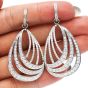 Modern 3.79 Carats Diamond White Gold Crossover Dangle Earrings