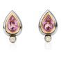 Sterle Paris Pink Tourmaline Diamonds 18K Gold Designer French Clip Modern Earrings AGL