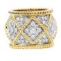 Estate Designer Diamond 18K Gold Elegant Wide Eternity Band Ring 