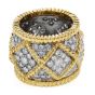 Estate Designer Diamond 18K Gold Elegant Wide Eternity Band Ring 