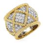 Estate Designer Diamond 18K Gold Elegant Wide Eternity Band Ring 