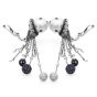 Estate Unique Diamond Sapphire Pearl 18K Gold Ball Chain Dangle Drop Clip On Earrings