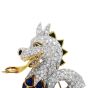 Vintage 12.24cts Diamond Enamel 18K Gold Unique Dragon Pin Brooch 