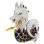 Vintage 12.24cts Diamond Enamel 18K Gold Unique Dragon Pin Brooch 