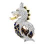 Vintage 12.24cts Diamond Enamel 18K Gold Unique Dragon Pin Brooch 