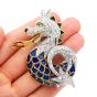 Vintage 12.24cts Diamond Enamel 18K Gold Unique Dragon Pin Brooch 