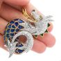 Vintage 12.24cts Diamond Enamel 18K Gold Unique Dragon Pin Brooch 