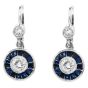 Estate Deco style Diamond Sapphire Platinum Dangle Earrings