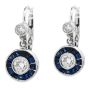 Estate Deco style Diamond Sapphire Platinum Dangle Earrings