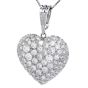 Estate 7.50cts  Diamond Heart 18K White Gold Heart Cluster Pendant
