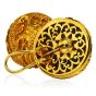 Estate 18K Yellow Gold Asian Dragon Round Clip On Earrings
