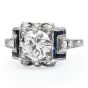 Vintage 1.61ct European Cut Diamond Sapphire Platinum Vintage Engagement Ring
