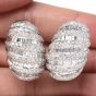 Estate 10.30cts Diamond Large Shirmp Platinum Hoop Clip On Earrings 
