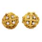 Vintage Retro Diamond 18K Gold Woven Signed Cufflinks