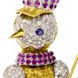 Vintage Diamond Ruby Sapphire Emerald 14K Gold Fishing Bird Brooch Pin