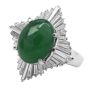 GIA Green Jade Diamond Platinum Ballerina Cocktail Ring
