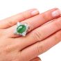GIA Green Jade Diamond Platinum Ballerina Cocktail Ring