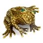Vintage E. Pearl Emerald 18K Yellow Gold Large Frog Brooch Pin