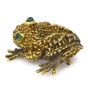 Vintage E. Pearl Emerald 18K Yellow Gold Large Frog Brooch Pin