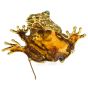Vintage E. Pearl Emerald 18K Yellow Gold Large Frog Brooch Pin