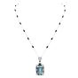 Antique Deco Aquamarine Diamond Onyx Pearl Gold Pendant Necklace