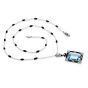 Antique Deco Aquamarine Diamond Onyx Pearl Gold Pendant Necklace