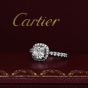 Cartier GIA Certified F VVS Cushion Diamond Platinum Halo Engagement Ring