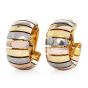 Cartier Tubogas Vintage 18K Gold Tri- Color Link Hoop Earrings