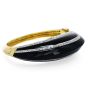 Retro Diamond Black Onyx 14K Gold Dome Bangle Bracelet-Dover Jewelry