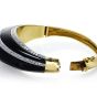 Retro Diamond Black Onyx 14K Gold Dome Bangle Bracelet-Dover Jewelry