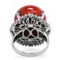 Estate 18mm GIA Natural Red Coral Diamond Halo  Platinum Cocktail Ring