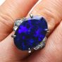  11.52cts GIA Black opal Diamond Platinum Halo Cocktail Ring