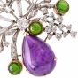 Vintage Retro 28.08cts Multi-Gem Diamond Floral Pin Brooch