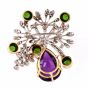 Vintage Retro 28.08cts Multi-Gem Diamond Floral Pin Brooch