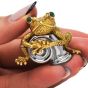 Lindsay & Co. Vintage Emerald Platinum 18K Gold Frog Brooch Pin