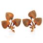 Vintage Retro Diamond Multicolor Gemstone Yellow Gold Floral Leaf Clip On Earrings