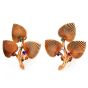 Vintage Retro Diamond Multicolor Gemstone Yellow Gold Floral Leaf Clip On Earrings