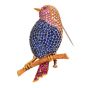Vintage Diamond Blue Pink Sapphire 18K Gold Song Bird Brooch Pin