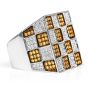 Adamas Milano Italian Brown Diamond 18K White Gold Pave Checkered Cocktail Ring