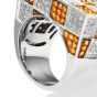 Adamas Milano Italian Brown Diamond 18K White Gold Pave Checkered Cocktail Ring