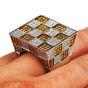Adamas Milano Italian Brown Diamond 18K White Gold Pave Checkered Cocktail Ring