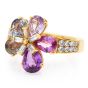 Bvlgari Flower Natural Sapphire Diamond 18K Yellow Gold Bulgari Ring